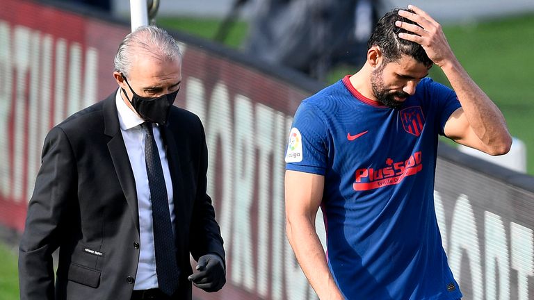 Diego Costa appeared to pick up an injury for Atletico Madrid and could be a doubt for their Champions League opener next week