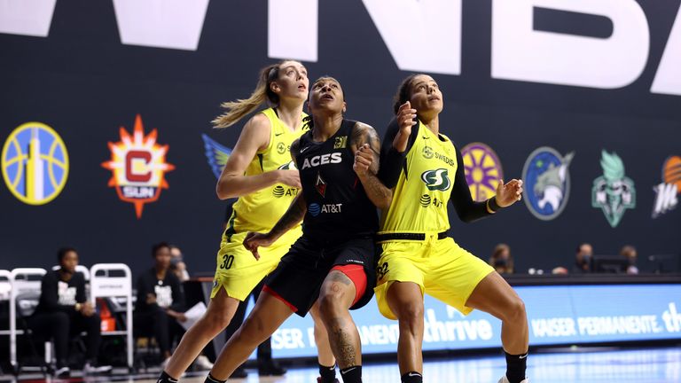 Highlights of Game 2 of the WNBA Finals between the Seattle Storm and the Las Vegas Aces.