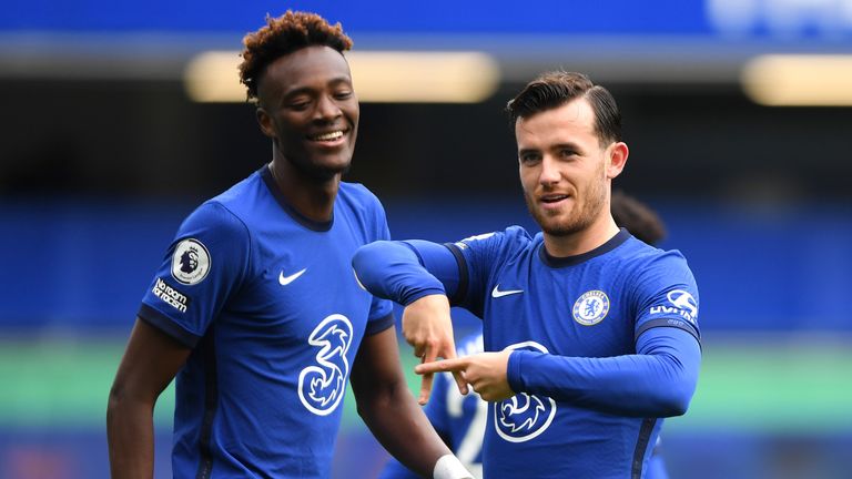 Ben Chilwell celebrates his goal