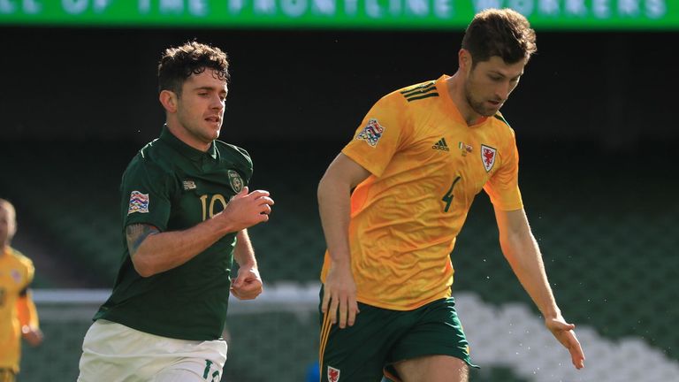 Ben Davies featured at left back for Wales at the Aviva Stadium