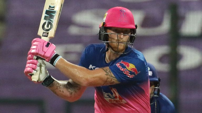 Ben Stokes of Rajasthan Royals plays a shot during match 45 of season 13 of the Dream 11 Indian Premier League (IPL) between the Rajasthan Royals and the Mumbai Indians at the Sheikh Zayed Stadium, Abu Dhabi  in the United Arab Emirates on the 25th October 2020.  Photo by: Vipin Pawar  / Sportzpics for BCCI 