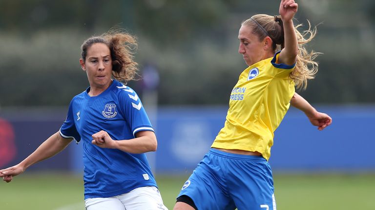 Aileen Whelan, right, scored late to earn Brighton a point at Everton