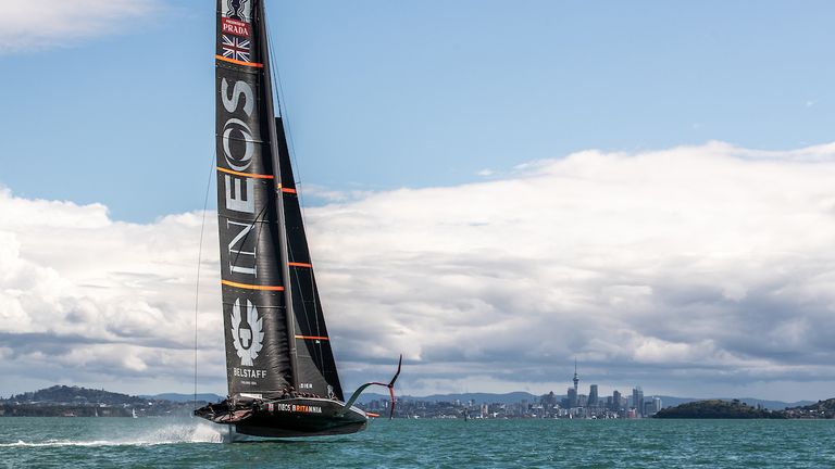 BRITANNIA takes flight in the Auckland Harbour for the first time (Copyright: C Gregory)