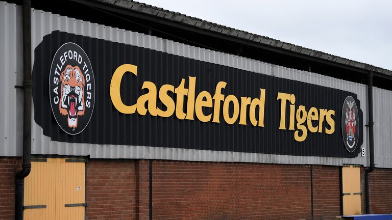 General view of the Wheldon Road, home of Castleford Tigers on March 18, 2020 in Castleford, England. (Photo by Gareth Copley/Getty Images)