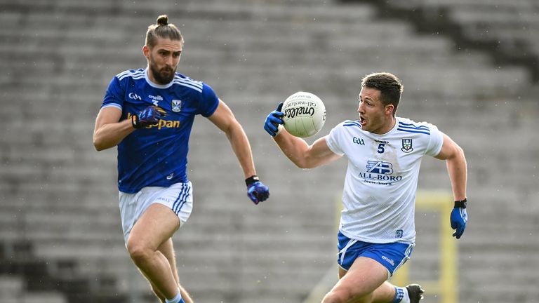 Dessie Ward of Monaghan in action against Killian Clarke of Cavan