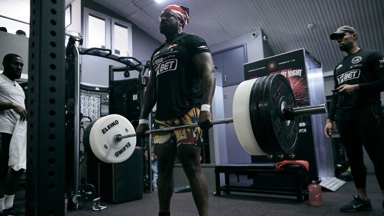 Derek Chisora trains ahead of his fight against Oleksandr Usyk on 31st October 2020..19 October 2020.Picture By Mark Robinson..