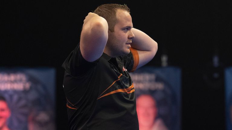 Dirk van Duijvenbode shocked Gary Anderson in Saturday's opening quarter final at the World Grand Prix