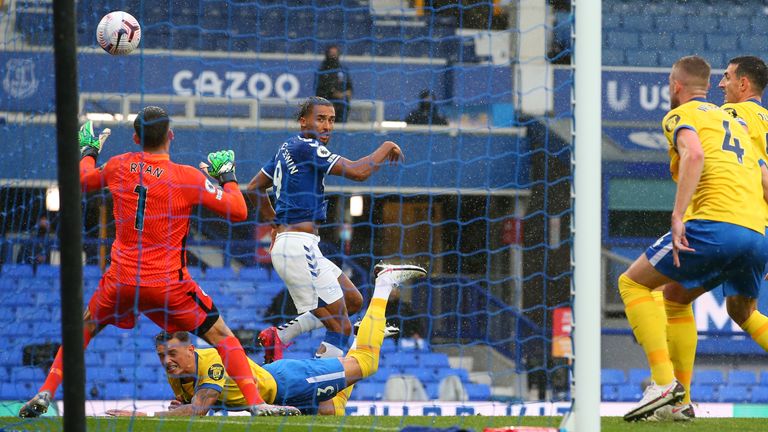 Dominic Calvert-Lewin heads Everton into a 1-0 lead