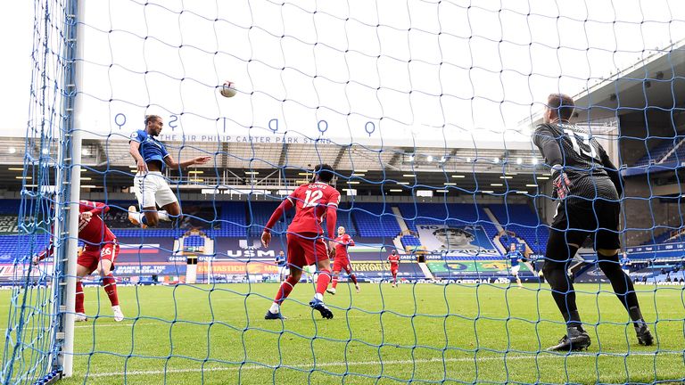 Calvert-Lewin rises to head Everton level against Liverpool last weekend