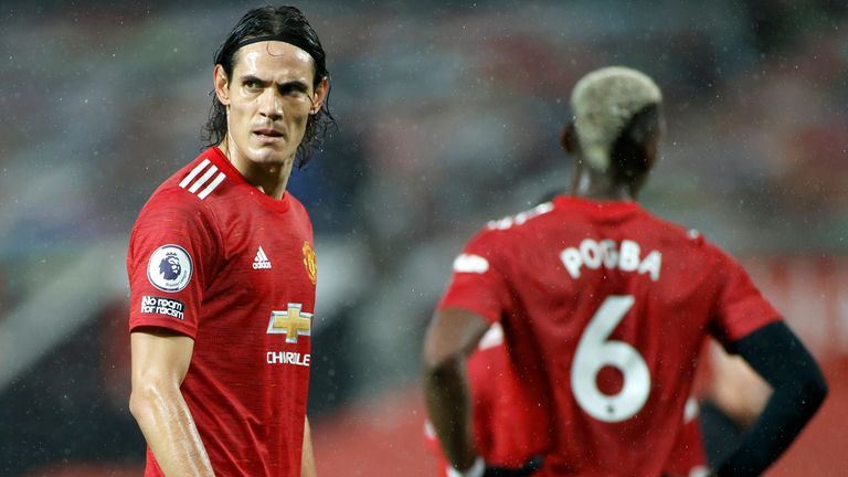 Edinson Cavani pictured during his Manchester United debut