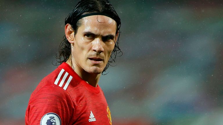 Edinson Cavani pictured during his Manchester United debut