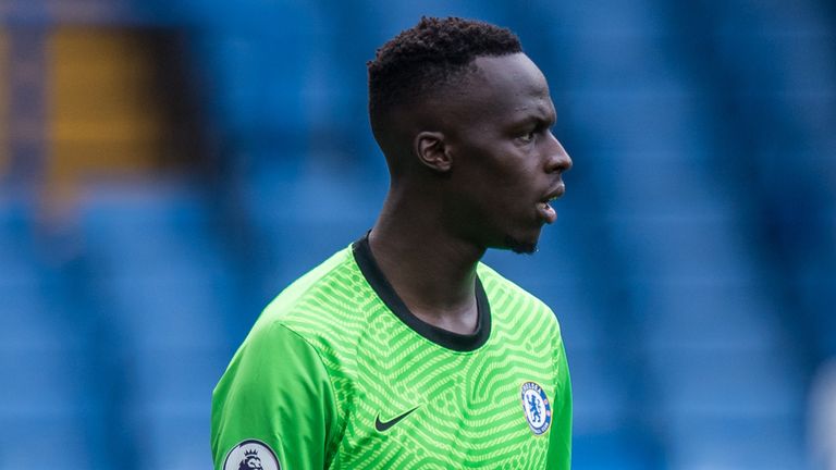 Chelsea goalkeeper Edouard Mendy during their 4-0 win over Crystal Palace at Stamford Bridge