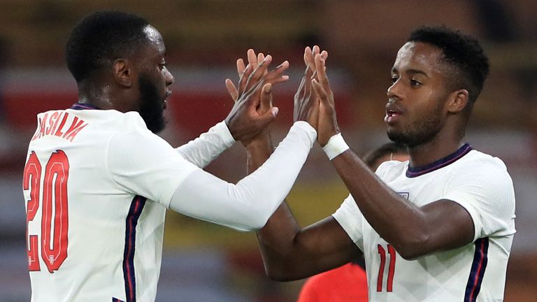 England's Ryan Sessegnon (right) celebrates after Turkey's Huseyin Turkmen (not pictured) scores an own goal during the UEFA Euro 2021 Under-21 Qualifying Group 3 match at Molineux