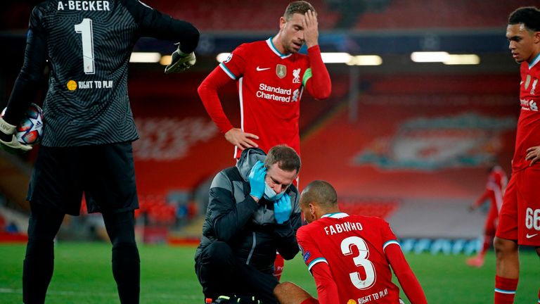 Fabinho was forced off injured in the first half