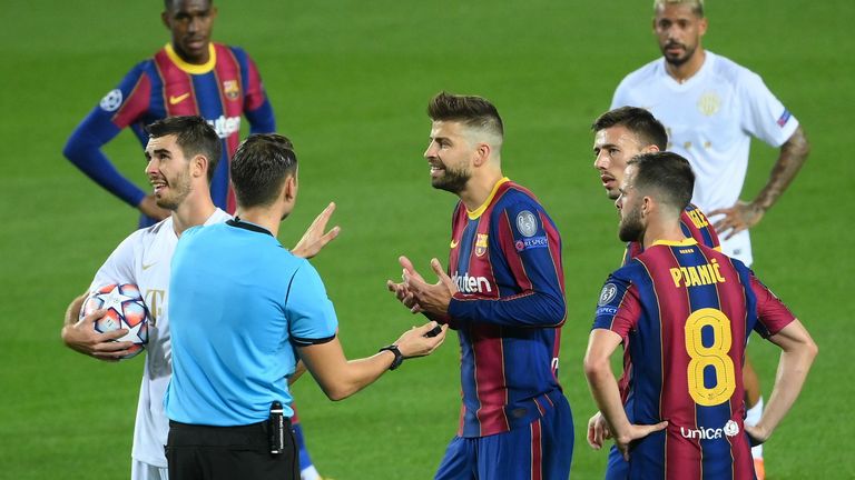 Pique was sent off against Ferencvaros in the Champions League on Tuesday
