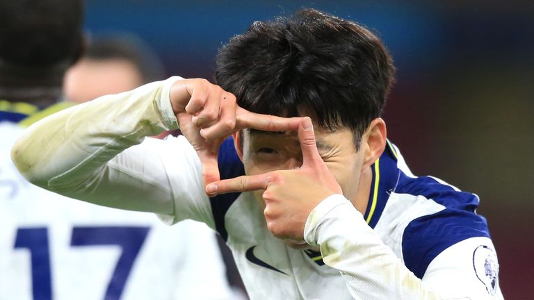 Heung-Min Son celebrates after putting Tottenham ahead at Burnley
