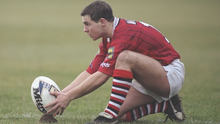 9 Feb 1997: Ian Watson of Salford line up the conversion. During the Silk Cut Challenge cup match between Castleford and Salford at Wheldon Road. Salford won the match 18-36. \ Mandatory Credit: Anton Want /Allsport