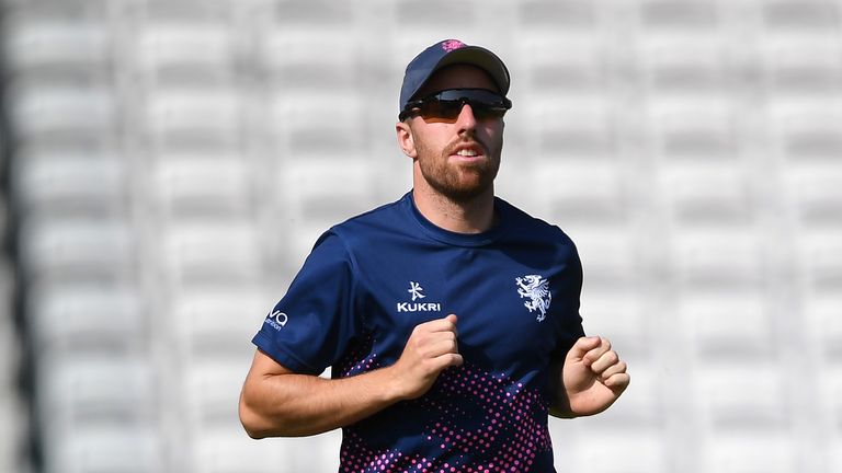 Jack Leach of Somerset warms up during a Somerset CCC Nets Session prior to the Bob Willis Trophy Final at Lord's Cricket Ground on September 22, 2020 in London, England
