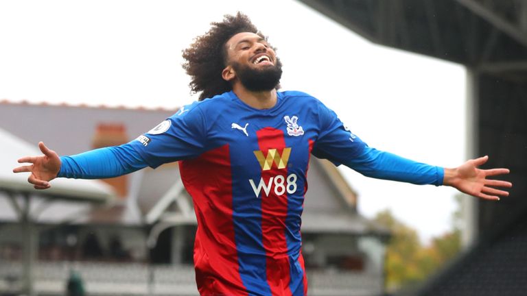 Jairo Riedewald celebrates his early strike to give Crystal Palace the lead