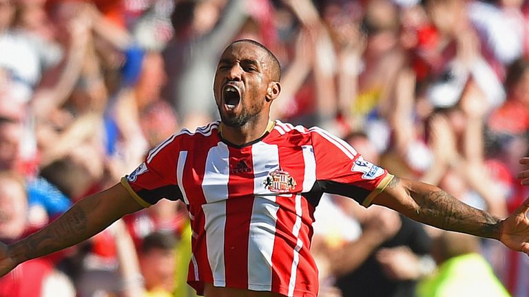 Jermain Defoe celebrates his favourite goal in the 1-0 win against Newcastle in 2015