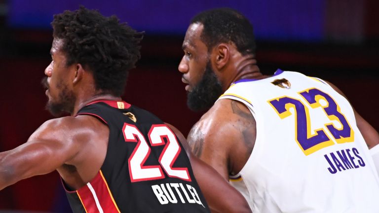 Jimmy Butler and LeBron James line up against each other in Game 6 of the NBA Finals