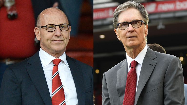 Manchester United co-owner Joel Glazer and Liverpool owner John W. Henry