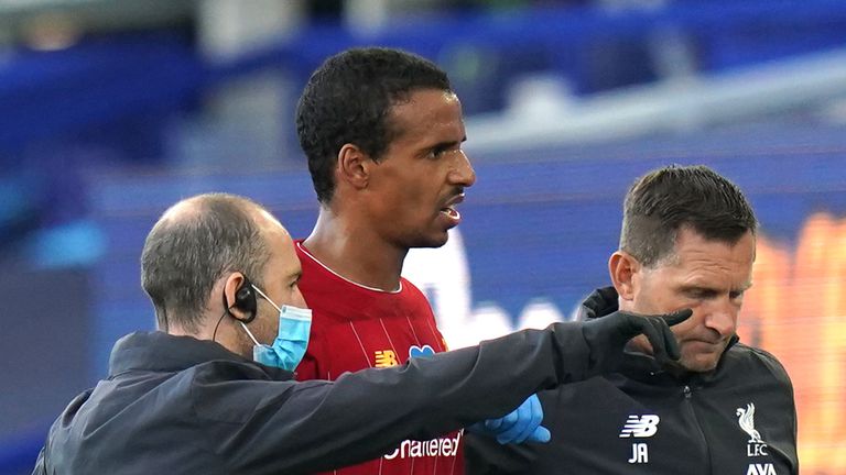 Liverpool defender Joel Matip was injured in the 2-2 draw at Everton