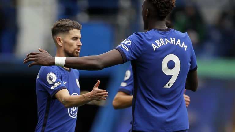 Chelsea's Jorginho celebrates scoring his side's third goal of the game