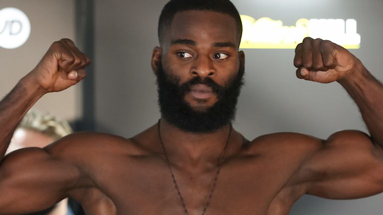 HANDOUT PICTURE COMPLIMENTS OF MATCHROOM BOXING.3 October 2020.Picture By Mark Robinson.Joshua Buatsi and Marko Calic Weigh In ahead their WBA International Light-Heavyweight Title fight tomorrow Night.
