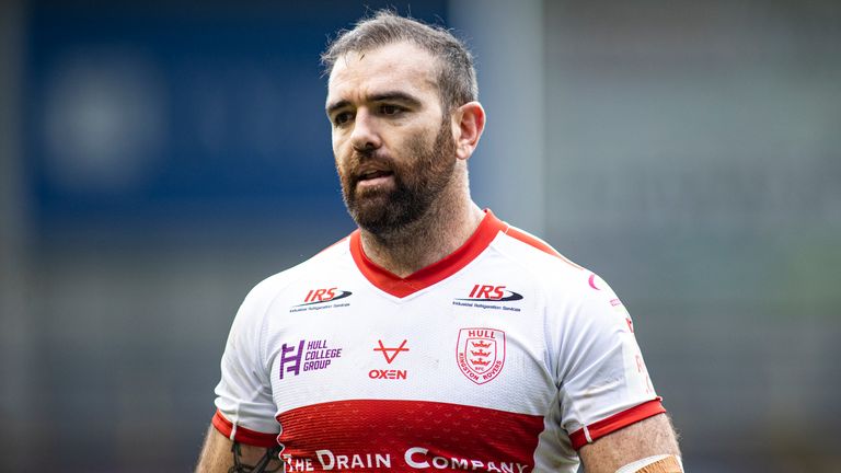 Picture by Isabel Pearce/SWpix.com - 13/10/2020 - Rugby League - Betfred Super League - Hull KR v Salford Red Devils - Halliwell Jones Stadium, Warrington, England - Kane Linnett of Hull KR.