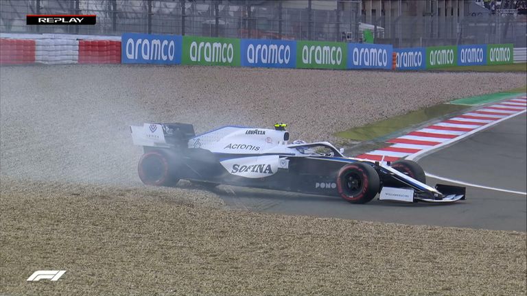 Nicholas Latifi spins off during practice 