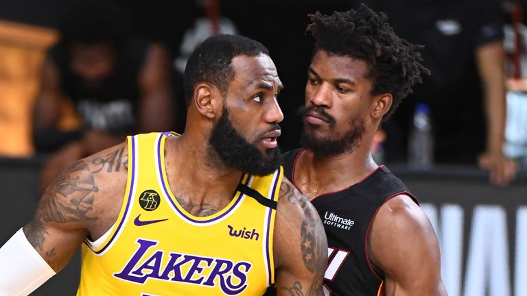 LeBron James is guarded by Jimmy Butler in Game 4 of the NBA Finals