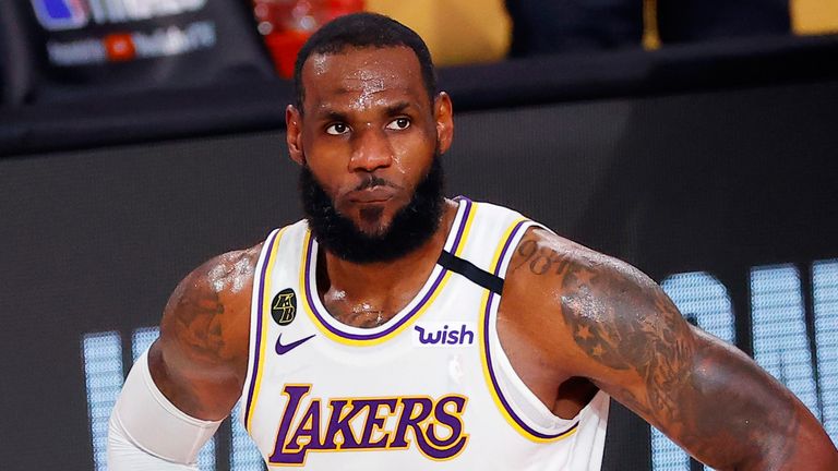 LeBron James cuts a frustrated figure during the Lakers' Game 3 loss to the Heat