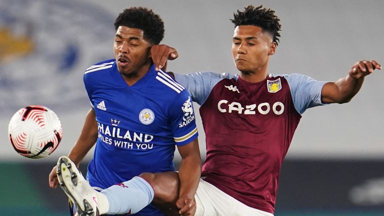 Leicester City's Wesley Fofana (left) and Aston Villa's Ollie Watkins battle for the ball