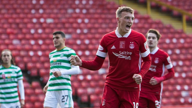 Lewis Ferguson celebrates the second of his penalties