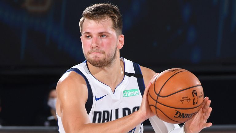 Luka Doncic looks to pass during the Dallas Mavericks&#39; first-round playoff series against the LA Clippers