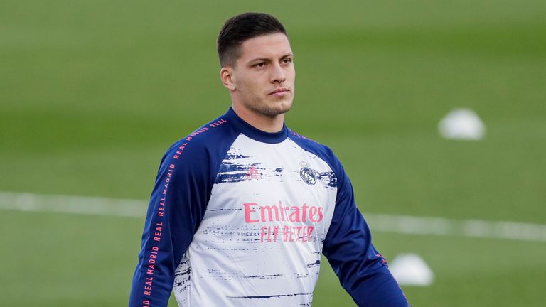 Luka Jovic of Real Madrid during the UEFA Champions League match between Real Madrid v Shakhtar Donetsk at the Estadio Alfredo Di Stefano on October 21, 2020 in Madrid Spain