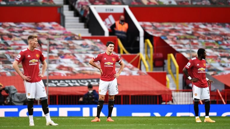 Manchester United players cut dejected figures during their match against Spurs