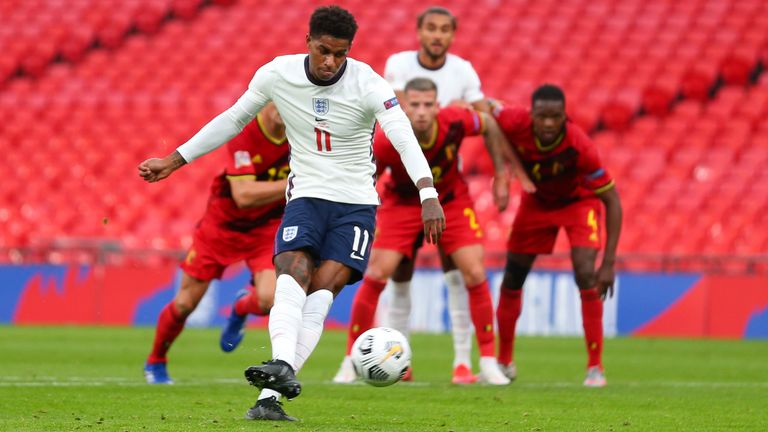 Marcus Rashford converts from the penalty spot