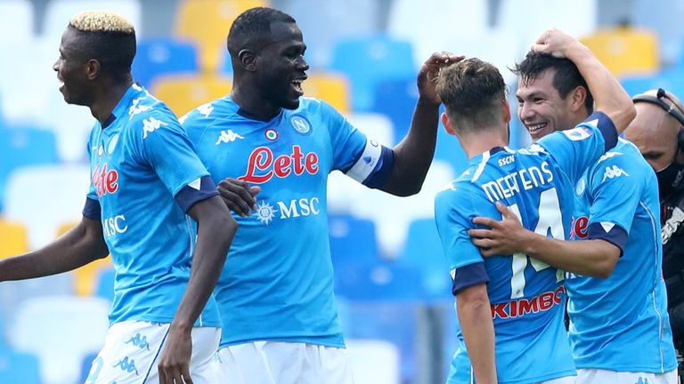 Hirving Lozano scored twice in Napoli's win