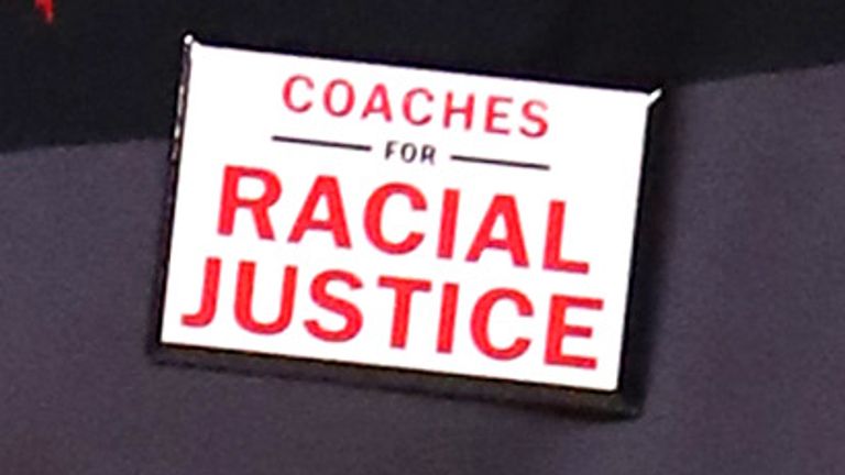 NBA coaches wore badges signalling their support for racial justice 