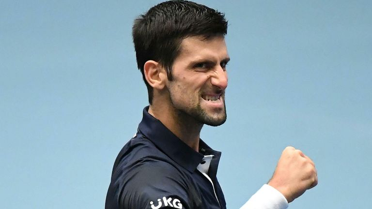 Serbia's Novak Djokovic reacts after his match against Croatia's Borna Coric during the Erste Bank Open ATP tennis tournament in Vienna, on October 28, 2020