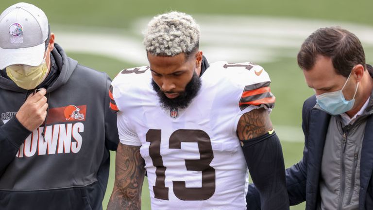 Odell Beckham Jr exited the game early against the Bengals
