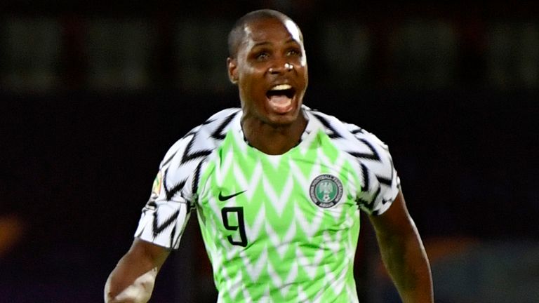 Nigeria's forward Odion Ighalo celebrates after scoring a goal during the 2019 Africa Cup of Nations (CAN) third place play-off football match between Tunisia and Nigeria at the Al Salam stadium in Cairo on July 17, 2019. (Photo by Khaled DESOUKI / AFP) (Photo credit should read KHALED DESOUKI/AFP via Getty Images)