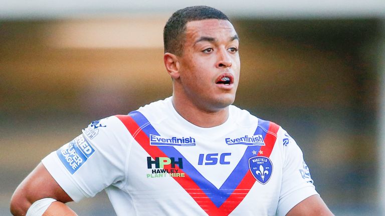 Picture by Ed Sykes/SWpix.com - 09/10/2020 - Rugby League - Betfred Super League - Wakefield Trinity v St Helens - Emerald Headingley Stadium, Leeds, England - Wakefield Trinity's Reece Lyne with James Batchelor