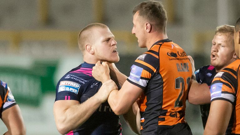 Brad Fash and James Clare clash in what was at times a feisty encounter