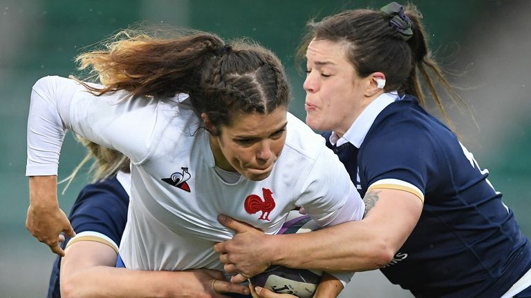 Action from Scotland vs France in Women's Six Nations