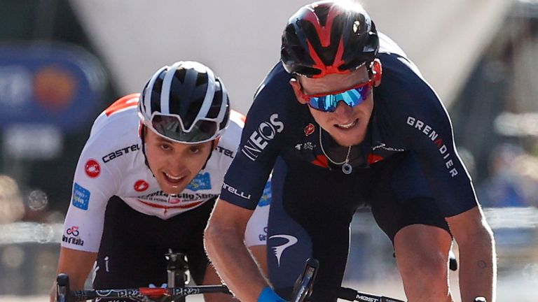 Britain's Tao Geoghegan Hart beat rival Jai Hindley to the line to win stage 20