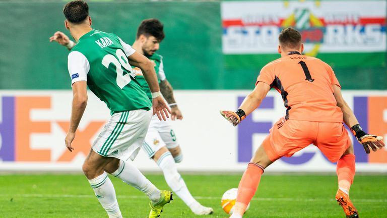 Rapid Vienna's Taxiarchis Fountas netted the opener after a Bernd Leno howler