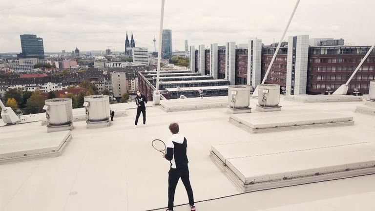 Alexander Zverev and Andy Murray got a closer look at the city of Cologne on Wednesday, as they played tennis on the roof of the Lanxess Arena ahead of the bett1HULKS Indoors ATP Tour tournament.